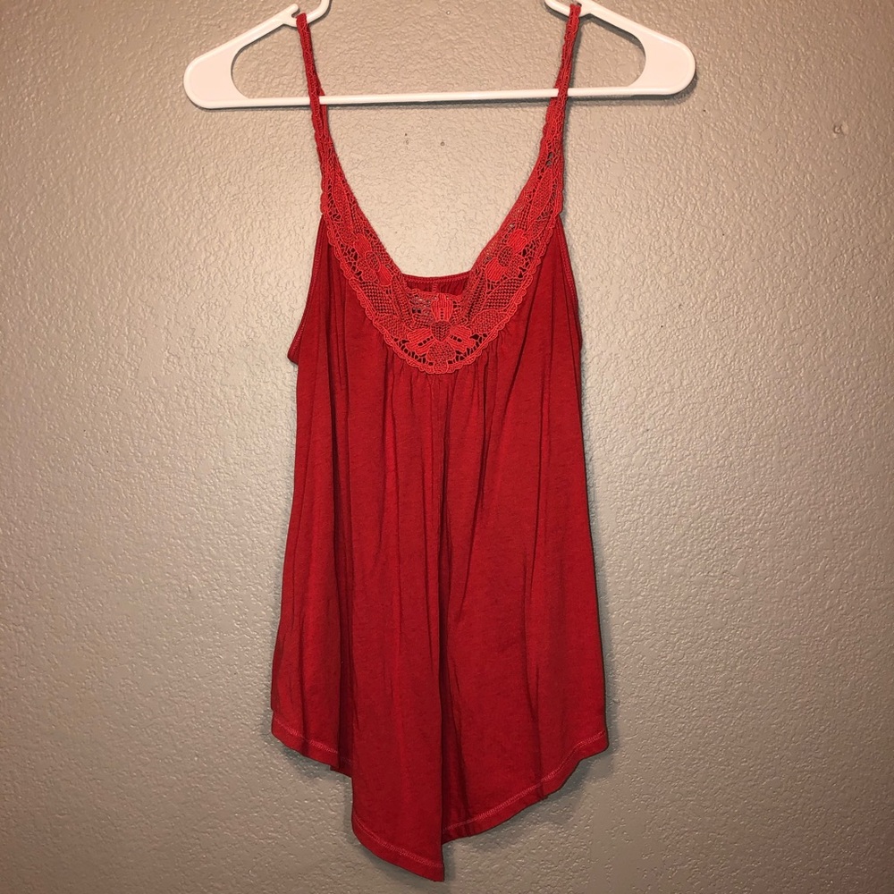Red lace tank top